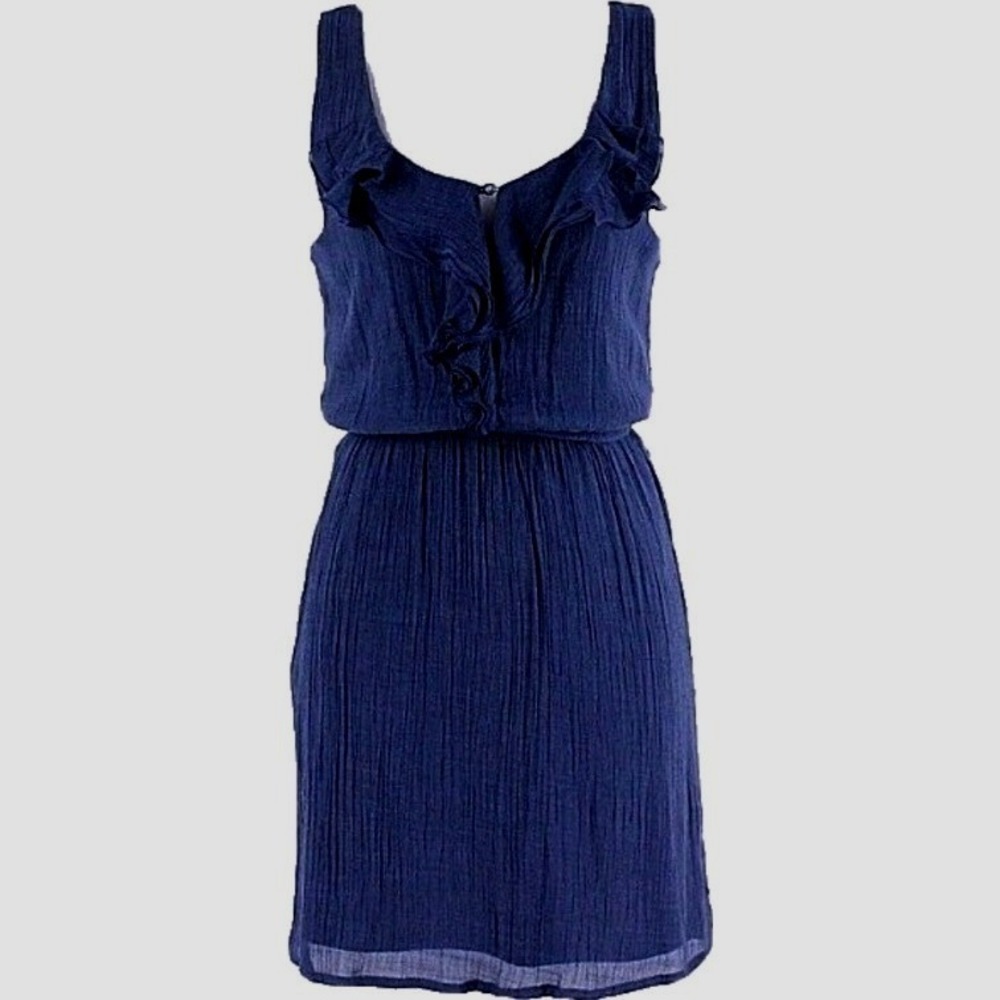 As U Wish Navy Blue Ruffle‎ Smocked Waist Mini Dress XL Cute Casual Sleeveless